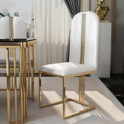 Edelstahl Stuhl Esszimmer Leder Stuhl Stühle Edelstahl Designer Gold
