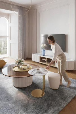 Couchtisch Sideboard 2tlg Led Wohnzimmer Beleuchtete Möbel Tisch