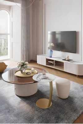 Couchtisch Sideboard 2tlg Led Wohnzimmer Beleuchtete Möbel Tisch
