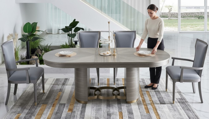 Design Esstisch Holz Stein Tisch Moderne Esstische Möbel 221x95 Tische