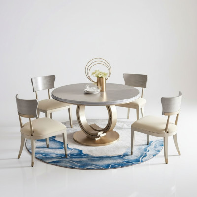 Designer esstisch luxus esszimmer tische polster holz Edelstahl tisch Rund