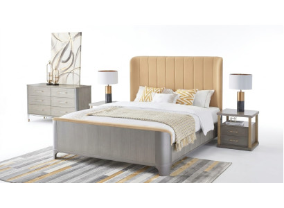 Bett Nachttisch 4 tlg. Schlafzimmer Set Design Modern Luxus Betten Gruppe Leder