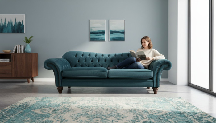 Sofa Luxus Textil Chesterfield Couch Sofas Polster Big 3 Sitzer Garnitur