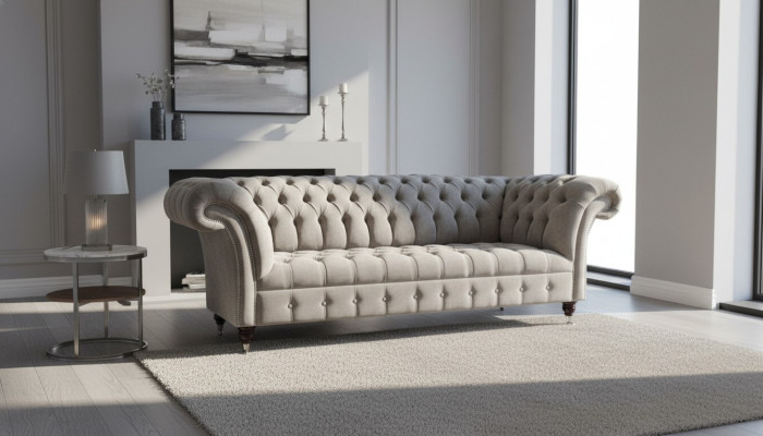 Sofa 3 Sitzer Wohnlandschaft Sofas Polster Garnitur Stoff Chesterfield