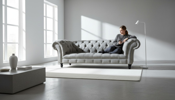 Chesterfield 3 Sitzer Designer Sofa Polster Sofas Couchen Stoff Textil