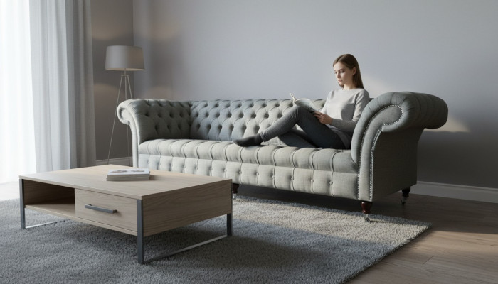 xxl Big Sofa Couch Chesterfield 265cm Polster Sofas 4 Sitzer Textil Modern