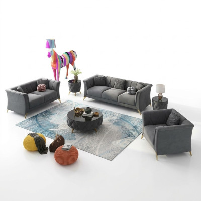 Designer Sofagarnitur 3+2+1 Sitzer Stoff Couchen Polster Garnitur Sofas Couch