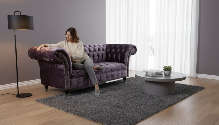 Chesterfield Sofa Couch Zweisitzer Stoff Couchen Sofas 2 er Sitz Polster Samt