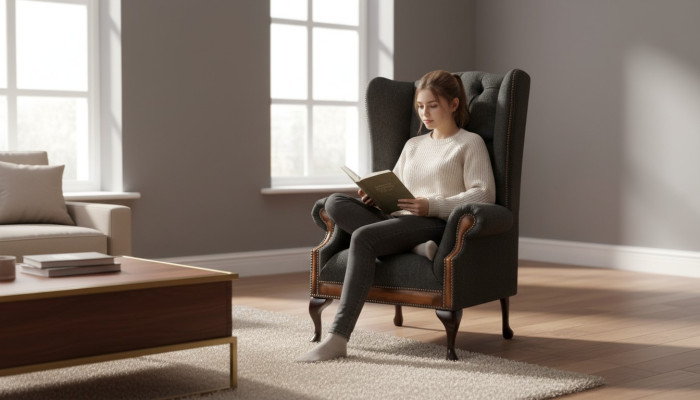 Stuhl 1x Wohnzimmer Polsterstuhl Fernseh Lounge Textil Sitz Sessel