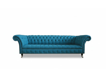 Blaue xxl Big Sofa Couch Chesterfield 265cm Polster Sofas 4 Sitzer Samt Textil