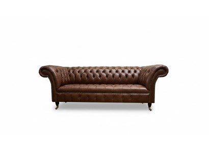 Chesterfield Couch Polster Sofas Klassische Leder 3 Sitzer Couchen Sofa Braun