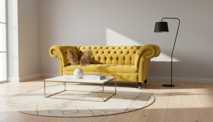 Sofa 2 Sitzer Design Sofas Polster Moderne Sitz Stoff Gelb Zweisitzer Neu Couch