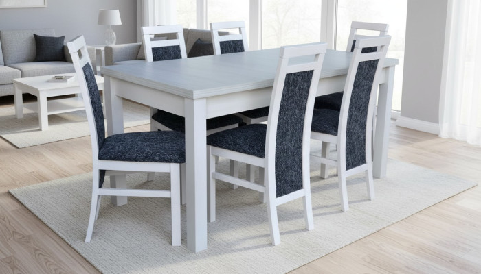 Tisch Esszimmer Garnitur Esstisch Stuhl Set 7tlg. Leder Holz Lehn Stühle Neu