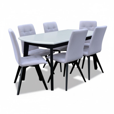 Komplett Set Esstisch + 6 Stühle Esszimmer Set Ess Gruppe Holz Tisch Tische Neu