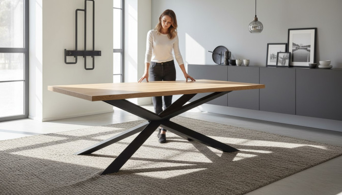 Esstisch Design Tisch Holz Edelstahl Moderne Esszimmer Wohnzimmer