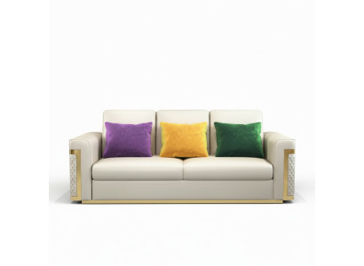 Design Polster Luxus Sitz Sofa Couch Textil Sofa 3 Sitzer Kunstleder Dreisitzer !