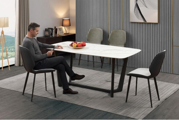 Luxus Tisch Edelstahl Marmor Imitat Stein Deko Esstisch Esszimmer Tische