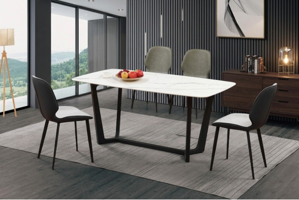 Luxus Tisch Edelstahl Marmor Imitat Stein Deko Esstisch Esszimmer Tische