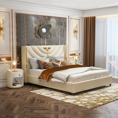 Schlafzimmer Bett Nachttische 3 tlg. Set Design Luxus Betten Holz Doppelbett NEU
