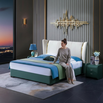 Schlafzimmer Bett Nachttische 3 tlg Set Design Luxus Betten Holz Doppelbett