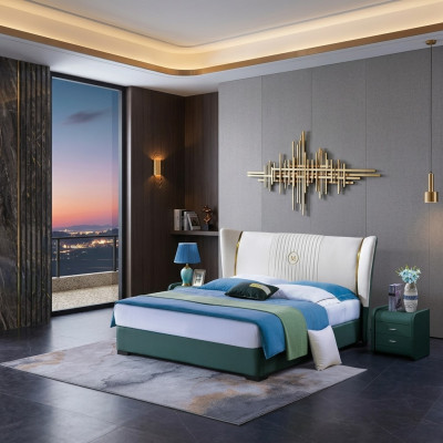 Schlafzimmer Bett Nachttische 3 tlg Set Design Luxus Betten Holz Doppelbett