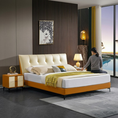 Lederbett Bett Luxus Betten Doppel Ehe Polster Hotel Komplettes Set