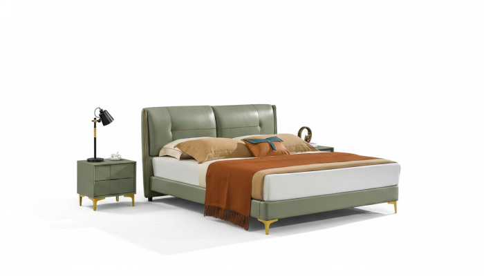 Schlafzimmer Set Bett Nachttisch Design Modern Luxus Betten Leder 3 tlg.
