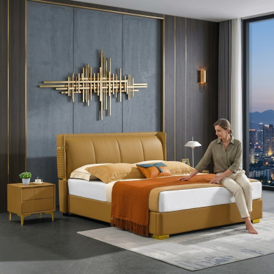 Schlafzimmer Set Bett Nachttisch Design Moderne Betten Gruppe Leder