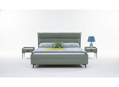 Luxus Bett Textil 2x Nachttisch 3tlg. Schlafzimmer Möbel Set Betten Bettgestell