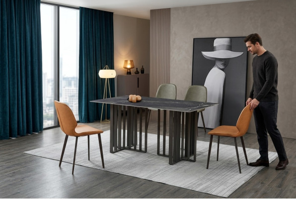 Tisch Stuhl Esszimmer Möbel Lehnstuhl Set Garnitur Gruppe Tische 5tlg.