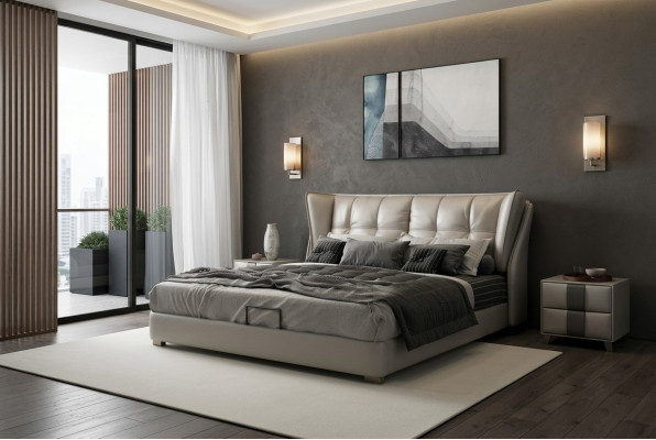 Grau Schlafzimmer Betten Polster Bett Chesterfield Italienische Möbel