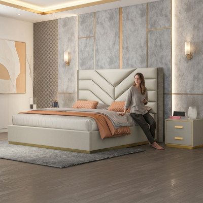 Bett Polster Design Luxus Holz Doppelbetten Ehe Schlafzimmer Leder Hotel Möbel