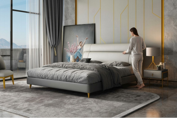 Design Leder Bett Luxus Polster Betten Doppel Modernes Ehe 180x200 Moderne Neu