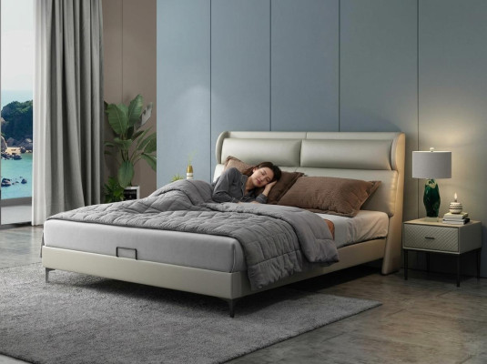 Hochwertiges Luxus Doppel Bett Betten Polster Design Ehe Hotel Leder Textil Neu