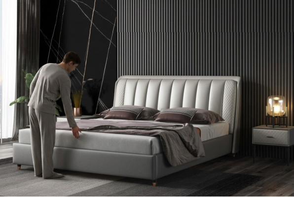 Designer Bett Schlafzimmer Betten Textil Leder Hotel Luxus Polster XXL Big Holz