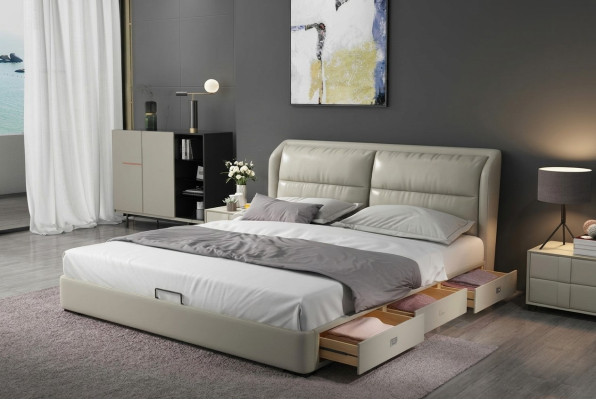 Designer Bett Schlafzimmer Betten Textil Leder Hotel Luxus Polster Samt Stoff