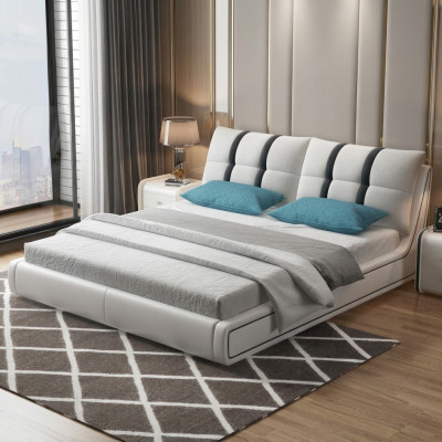 Designer Bett Schlafzimmer Betten Einrichtung Hotel Luxus Polster Leder Möbel