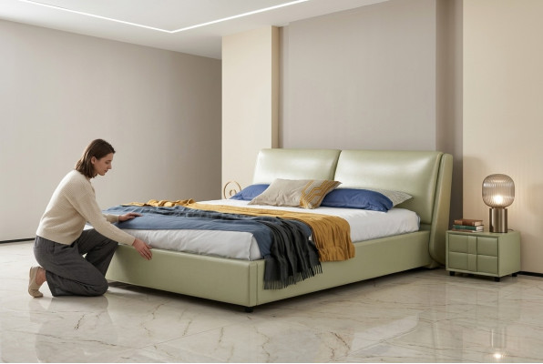 Lederbett Betten Doppel ehe Modernes Gestell Luxus Schlafzimmer Hotel 180x200
