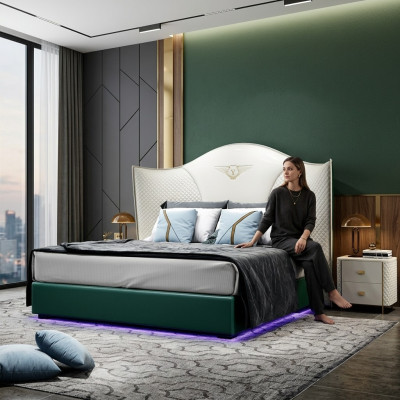 Klassisches Bett Barock Stil Doppel Betten Schlafzimmer 180x200cm