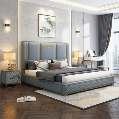 Bett Polster Design Luxus Metall Doppel Betten Hotel Ehe Schlaf Zimmer