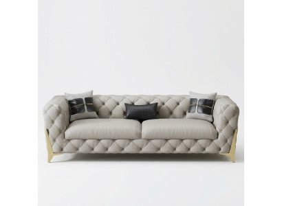 Couch Samt Leder Wohnzimmer Sofa Couchen Chesterfield 3-er Dreisitzer