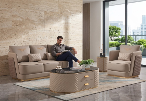 Sofagarnitur 3+1 Sitzer Klassische Garnituren Leder Couchen Sofas Polster