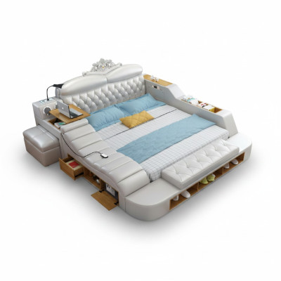 Doppel Luxus Design Hotel Leder Bett Moderne Polster Betten Multifunktion