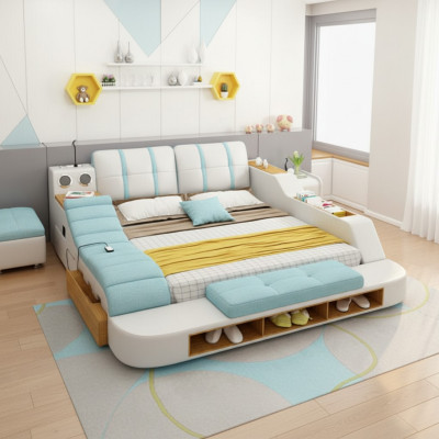 Doppel Design Leder Bett Polster Betten Moderne 180x200 cm
