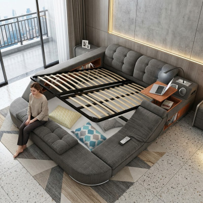 Design Bett Leder Polster Betten Hotel Massage Funktion Multifunktion