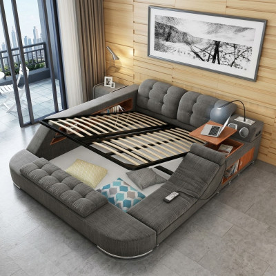 Design Bett Leder Polster Betten Hotel Massage Funktion Multifunktion