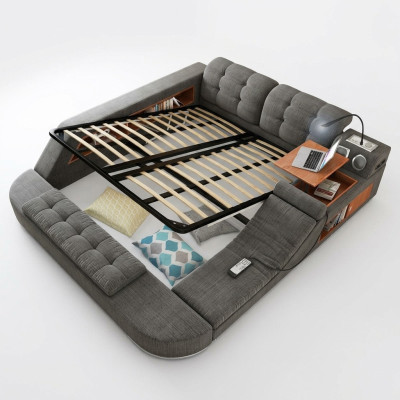 Design Bett Leder Polster Betten Hotel Massage Funktion Multifunktion