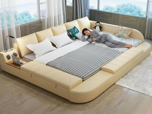 Multifunktion Sofa Bett xxl Big Betten Boxen USB Hotel Leder Polster