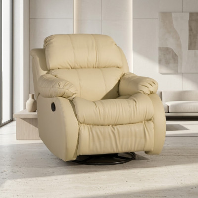 Sessel Echtes Dreh Beige Sitz Fernseh Lounge Club Einzelsessel Möbel Polster Neu