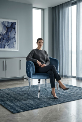 Design Stuhl Textil Esszimmer Edelstahl Sessel Stuhl Lounge-Sitzer